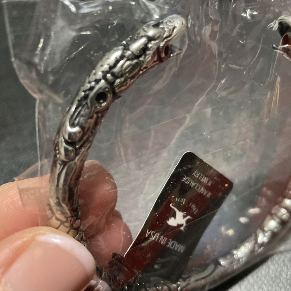 Dell’ Arte By Jean Claude Cuff Bangle Bracelet Silver Tone Snake Reptile Serpent - Picture 6 of 6